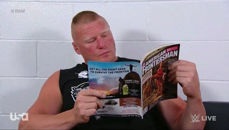 Brock Lesnar casually reading a magazine