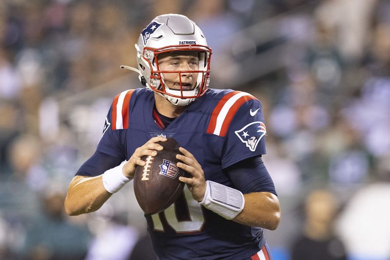 &lt;a href=&#039;https://www.sportskeeda.com/nfl/mac-jones&#039; target=&#039;_blank&#039; rel=&#039;noopener noreferrer&#039;&gt;Mac Jones&lt;/a&gt; for the New England Patriots v Philadelphia Eagles