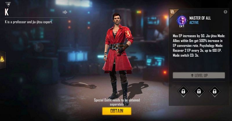 K&#039;s abiltiy has two separate modes (Image via Free Fire)