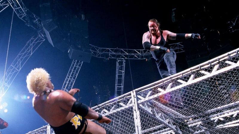 The Undertaker launched Rikishi off the Hell in a Cell structure