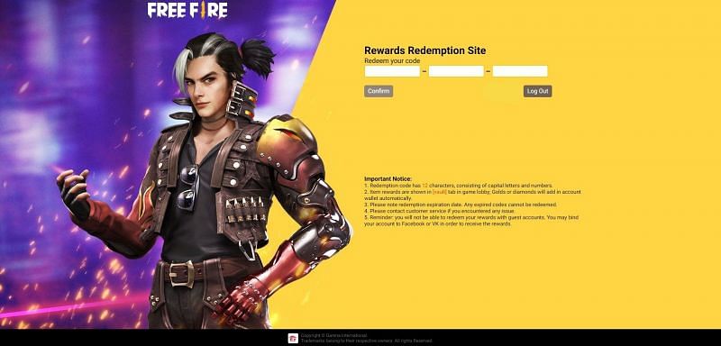 Input redeem code in the text field and tap on the confirm button (Image via Free Fire)