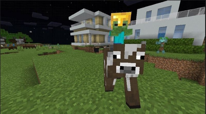 Baby zombie on cow (Image via Mojang)