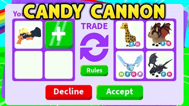 A trade for the candy cannon in Adopt Me! (Image via Roblox Corporation)