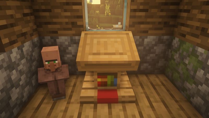 A lectern placed inside a village house (Image via Minecraft)
