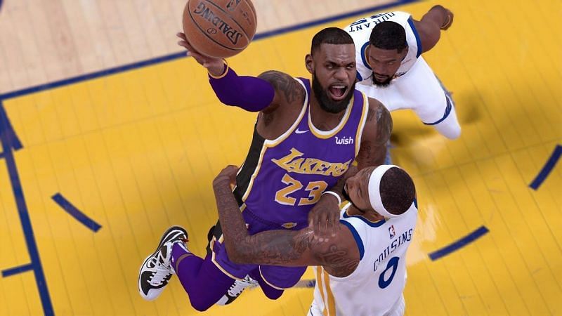 LeBron James goes up for a layup in NBA 2K [Source: Sports Gamers Online]