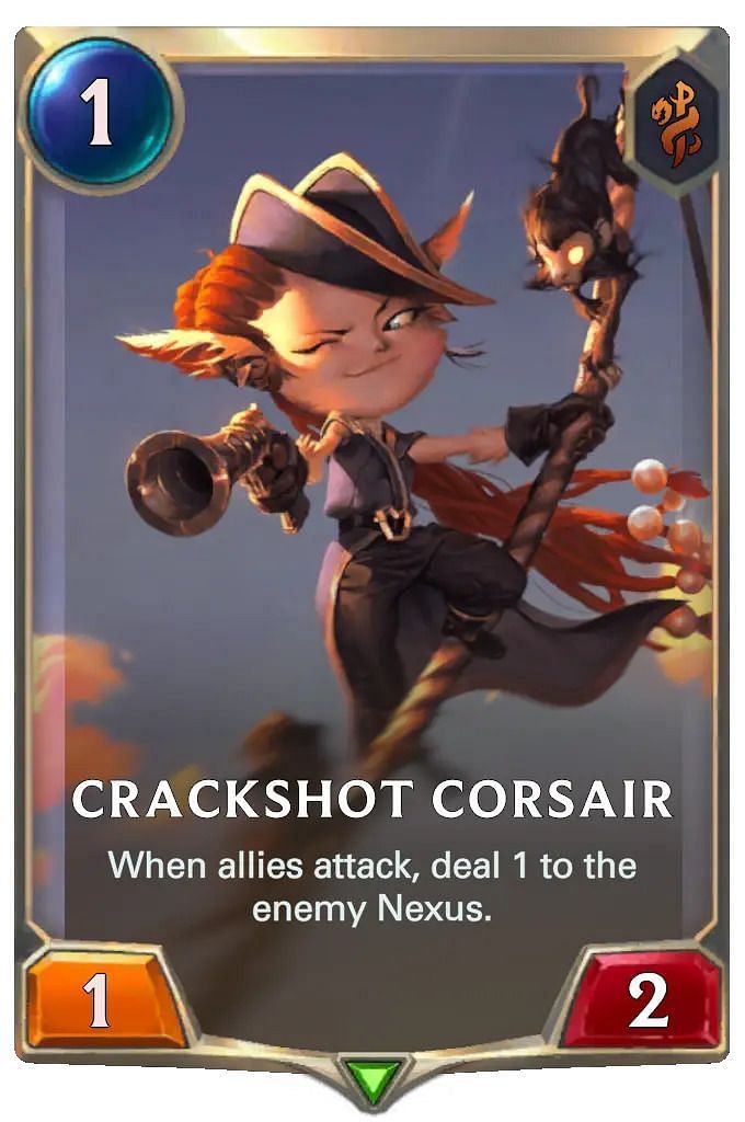 Crackshot Corsair does damage even if only allies attack (Images via Riot Games)