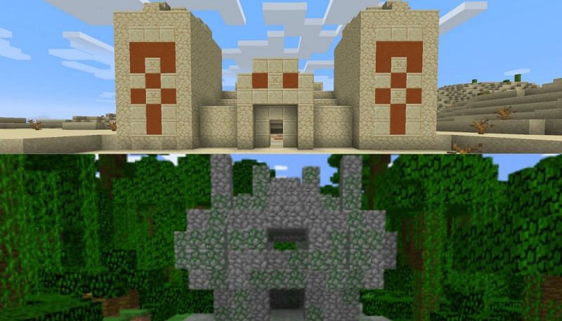 A desert temple and a jungle temple (Images via Minecraft)