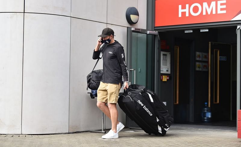 England captain Joe Root exiting the ground on the scheduled Day 1 of the fifth Test