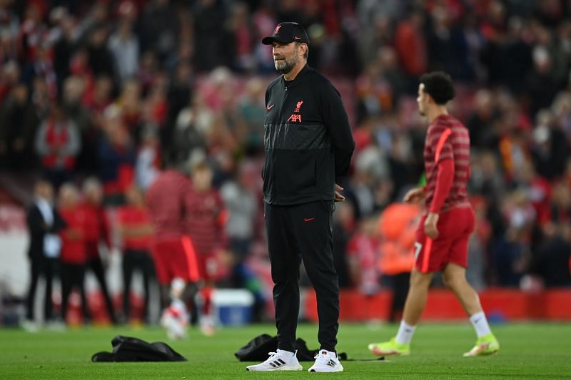 Liverpool FC manager Jurgen Klopp looks on