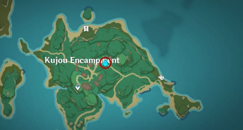 Viewpoint location by the north gate of the Kujou Encampment (Image via Genshin Impact)
