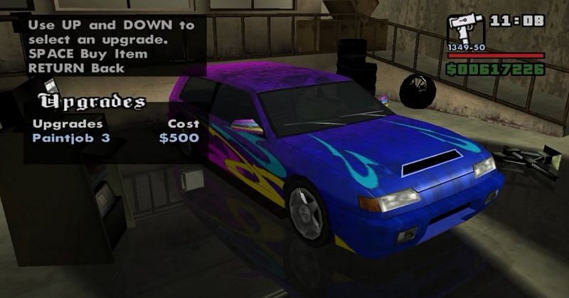 A player modifying a car in GTA San Andreas (Image via Rockstar Games)