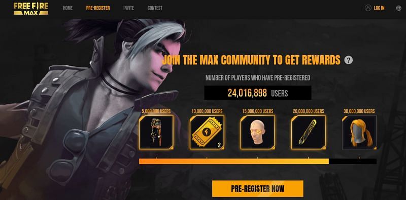 Pre-registration rewards for Free Fire Max (Image via Garena)