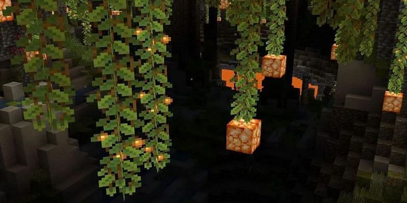 Glow berries, part of the Caves &amp; Cliffs Update, are the newest food item to make it into the game. Image via Minecraft