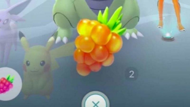 Golden Razz Berries can be fed to a Pokemon defending a gym to completely fill their motivation meter (Image via Niantic)