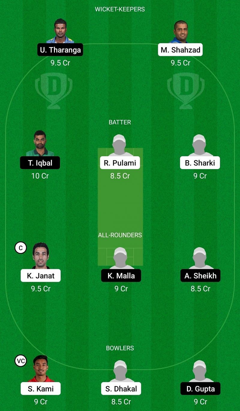 Dream11 Team for Chitwan Tigers vs Bhairahawa Gladiators - Everest Premier League T20 2021.