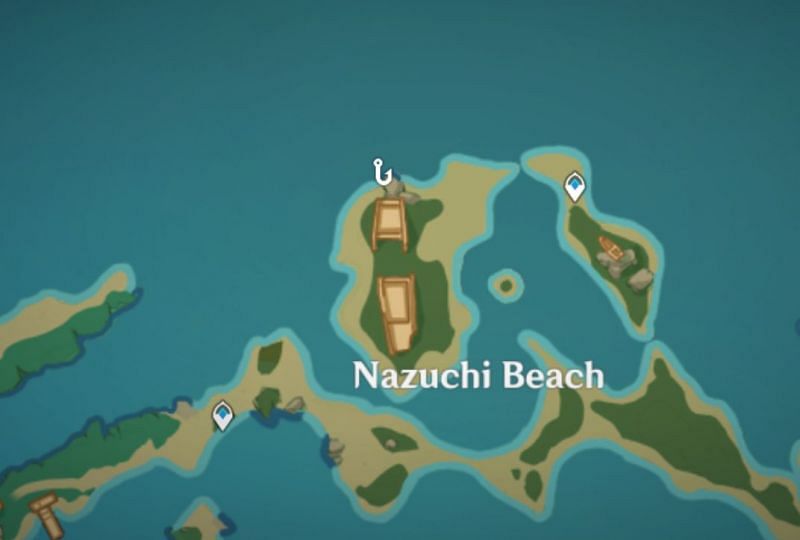 Medaka location in Nazuchi Beach (Image via Genshin Impact)
