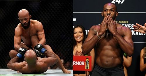 Former UFC champions Demetrious Johnson (left) and Jon Jones (right)