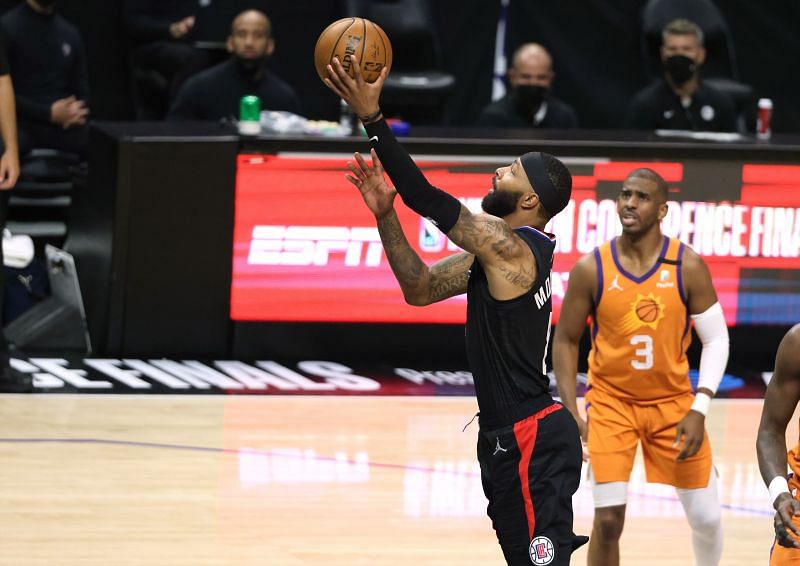 Marcus Morris goes for a layup during the Phoenix Suns vs Los Angeles Clippers game - Game Six