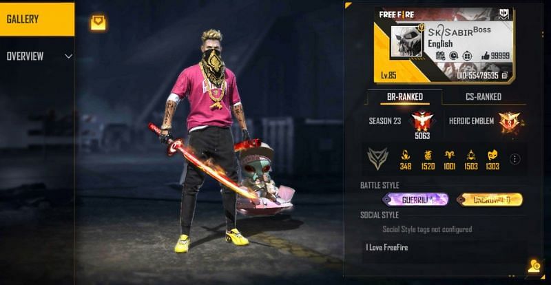 Here is the Free Fire ID of SK Sabir Boss (Image via Free Fire)