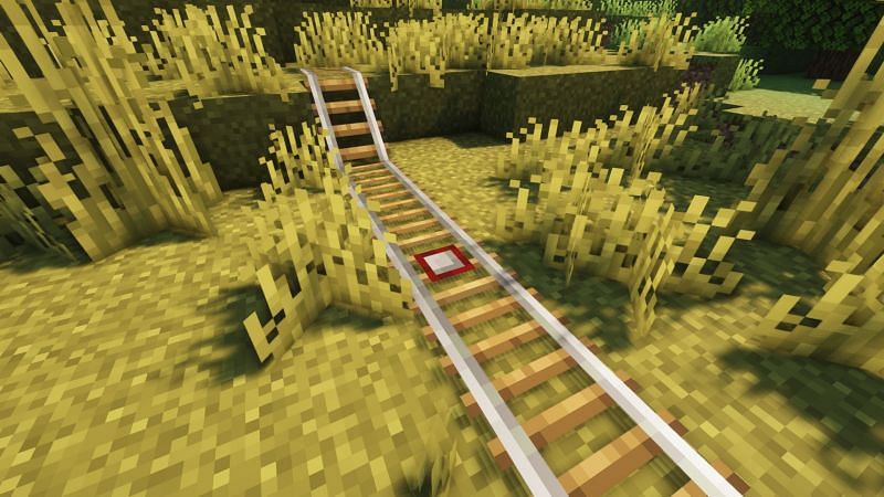 Detector rail in the game (Image via Minecraft)