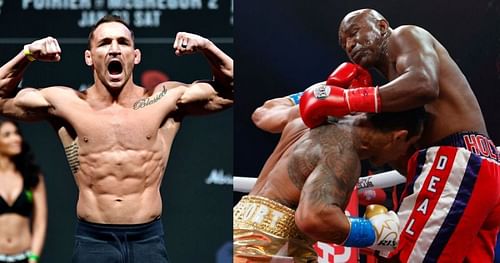 Michael Chandler (left) opens up on Evander Holyfield vs. Vitor Belfort (right)