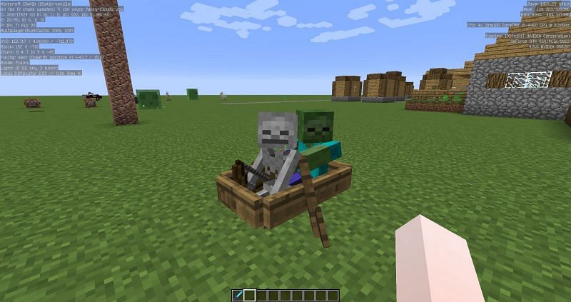 Regular mobs, like skeletons and zombies, can get trapped in boats (Image via Minecraft)