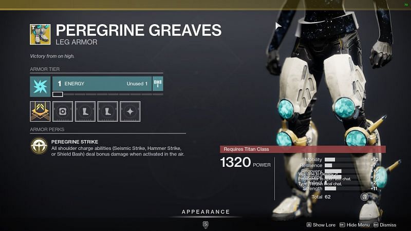 Peregrine Greaves exotic armor for Titan (Image via Bungie)