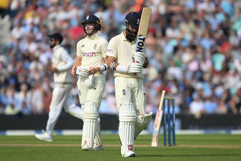 Moeen Ali of England makes his way back to the pavilion after being dismissed by Ravindra Jadeja. Pic: Getty Images