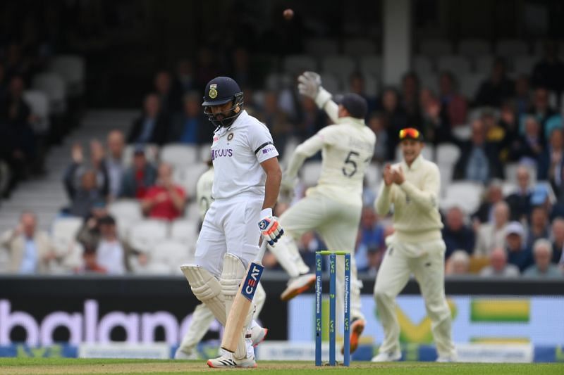 Rohit Sharma is unbeaten on 22 at the crease in the second innings