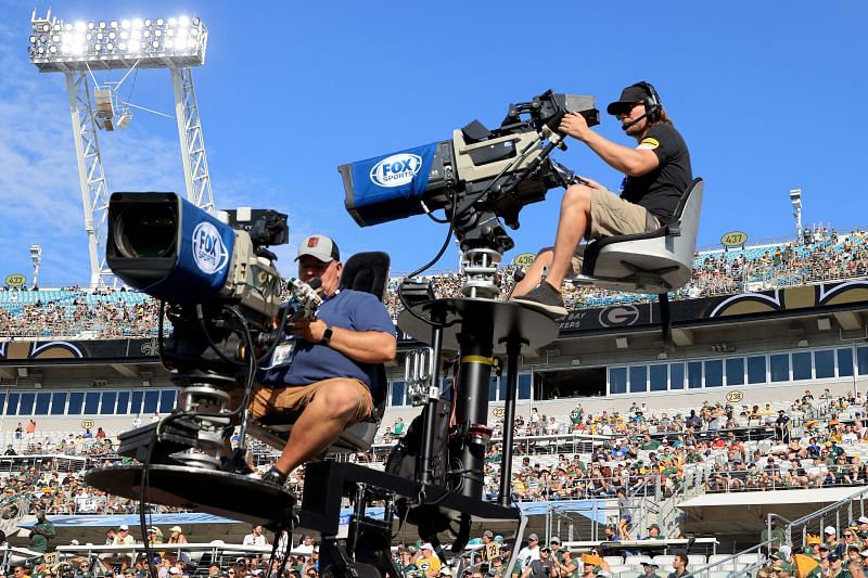 Fox Sports TV cameras at Green Bay Packers v New Orleans Saints