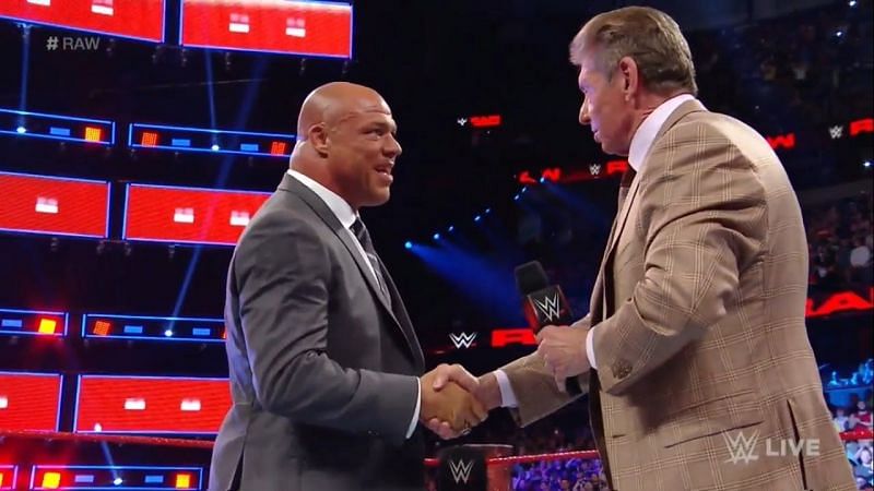 Kurt Angle with WWE Chairman Vince McMahon