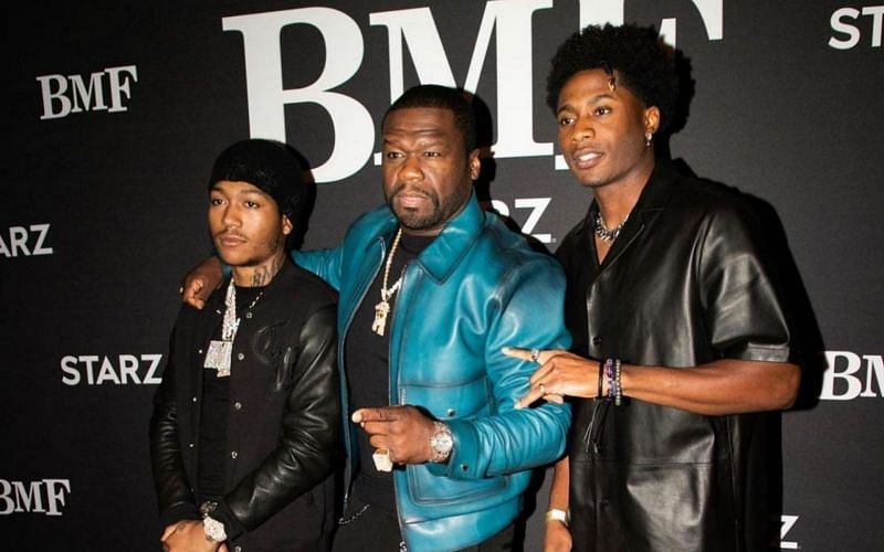 Lil Meech, 50 Cent and Da&#039;Vinchi at BMF&#039;s premiere event (Image via lilmeechbmf/ Instagram)