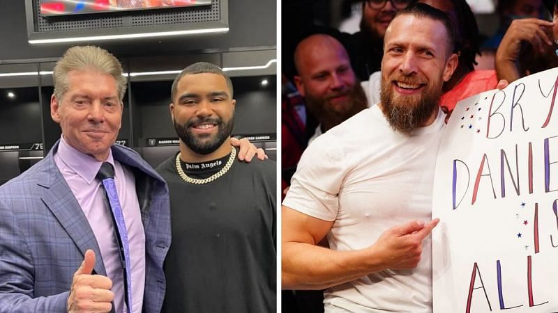 Vince McMahon with WWE&#039;s next big star Gable Steveson (left); Bryan Danielson (right)