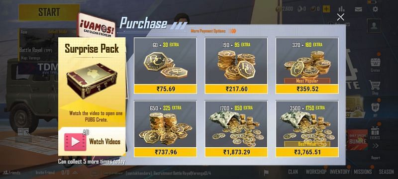 Players can complete the purchase to get BC in the game (Image via PUBG Mobile Lite)