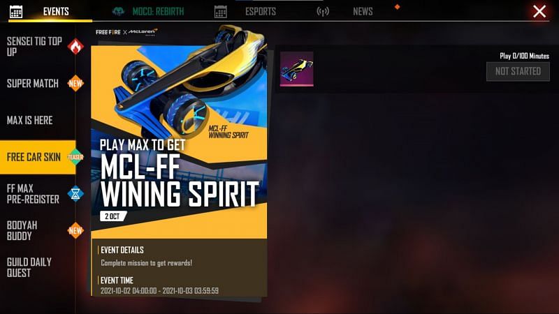 There will be a claim button on the day of the event (Image via Free Fire)