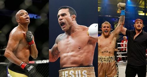 Anderson Silva (left) and Vitor Belfort (center) have set their sights on the Paul brothers (right) following Saturday's Legends II event in Florida.