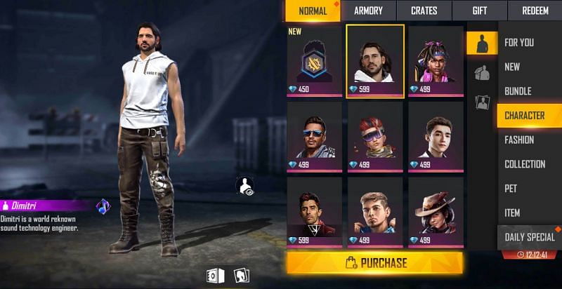 Dimitri is one of the latest additions (Image via Free Fire)