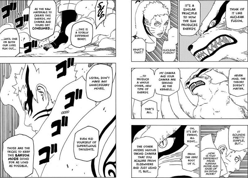 Kurama explains the Baryon Mode to Naruto in the Boruto: Naruto Next Generations manga (Image via Fandomwiki)