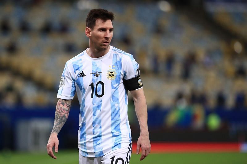 Lionel Messi in action for Argentina during the final of the 2021 Copa America