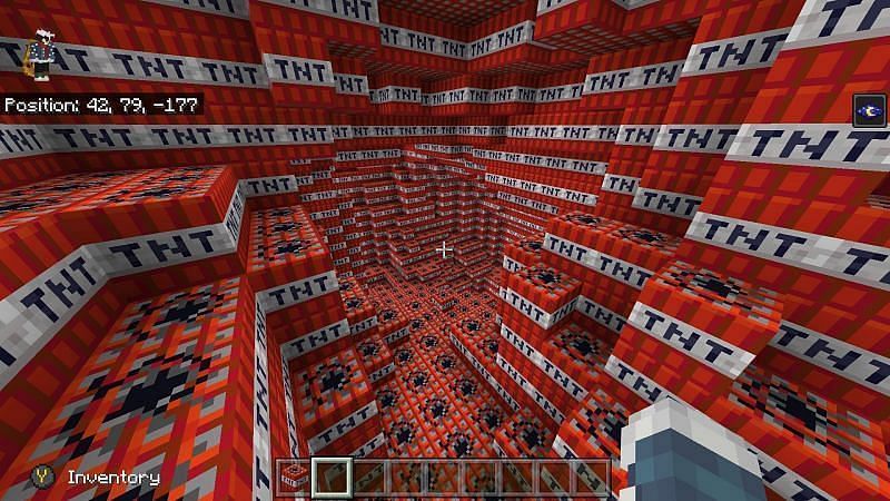 TNT can be used to explode areas and look for items or just for pure destruction. Image via Minecraft