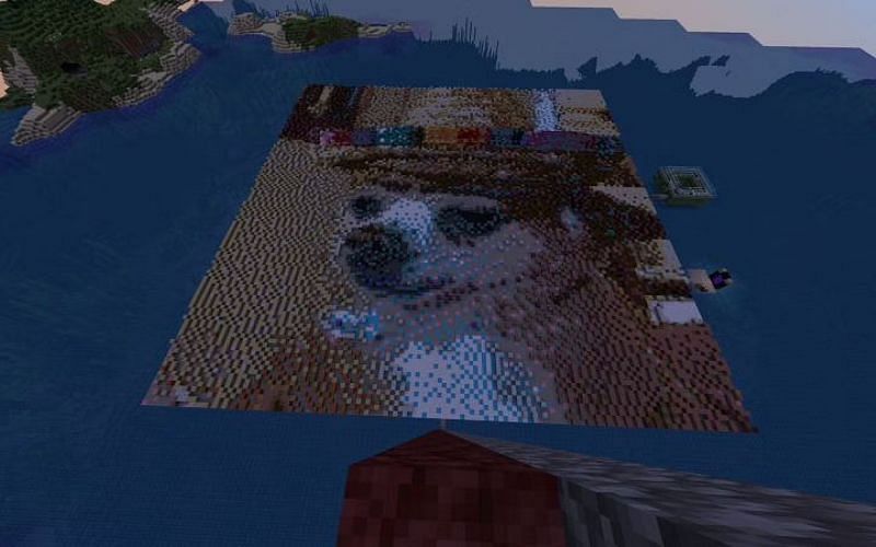 An image of Minecraft map art that shows a chihuahua in a sombrero. (Image via Minecraft)
