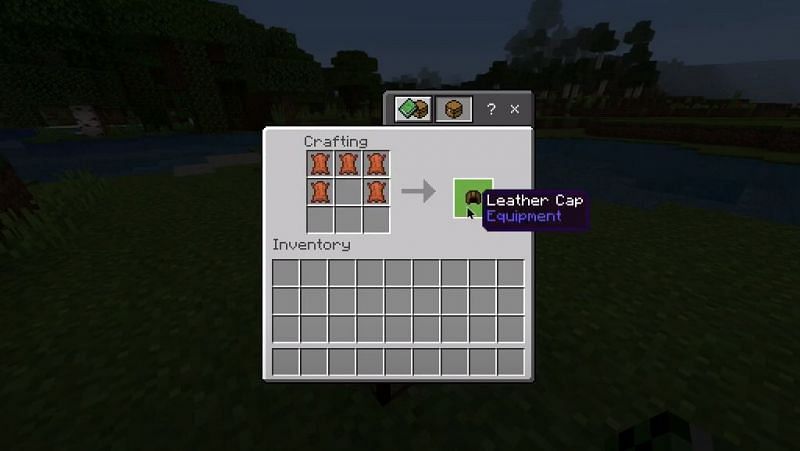 Crafting a leather cap (Image via Minecraft)