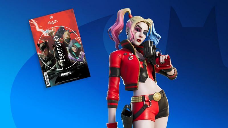 Fortnite players can now unlock the Rebirth Harley Quinn outfit from the Zero Point comic series (Image via Epic Games)