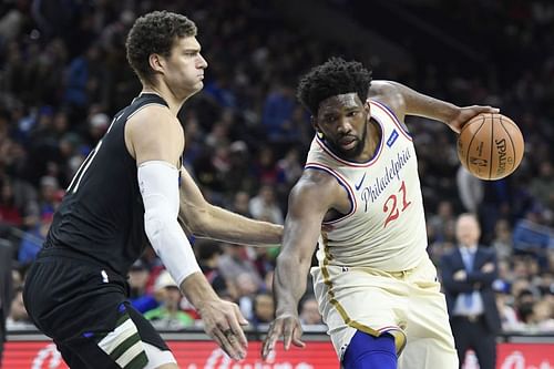 Brook Lopez and Joel Embiid are among the five best 3-point shooting bigs in the NBA.