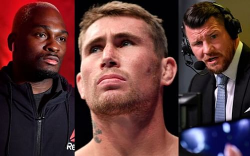 Derek Brunson (left); Darren Till (center) and Michael Bisping (right)