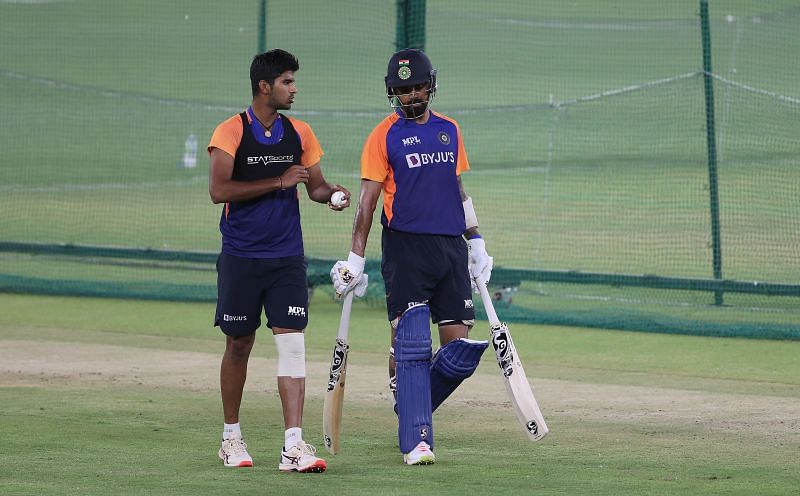 Washington Sundar (L) suffered a finger injury while playing for Select County XI versus India in July