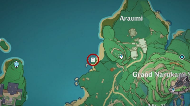 Kujirai location in Araumi (Image via Genshin Impact)