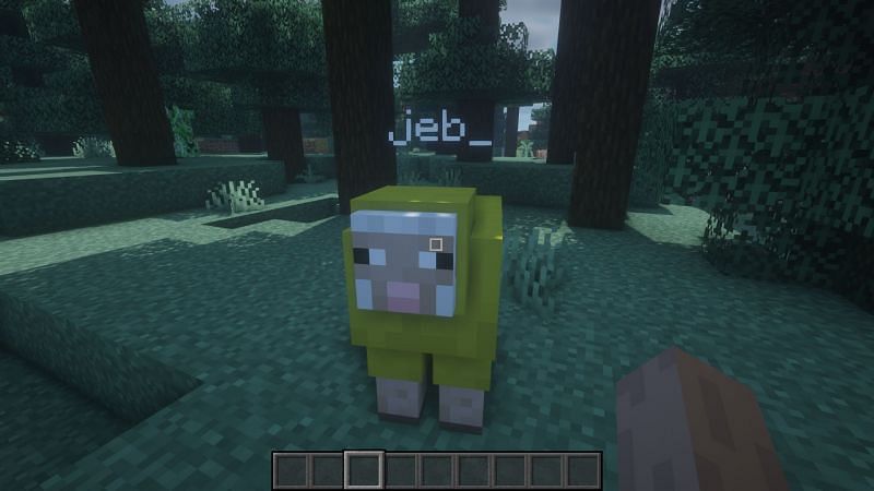 A sheep named &quot;jeb_&quot; (Image via Minecraft)