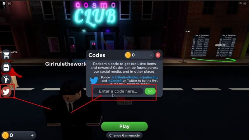 The code redemption window for Flicker. (Image via Roblox Corporation)