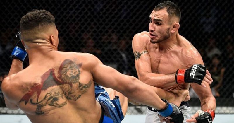 Tony Ferguson and Kevin Lee fought for the interim UFC lightweight title at UFC 216.